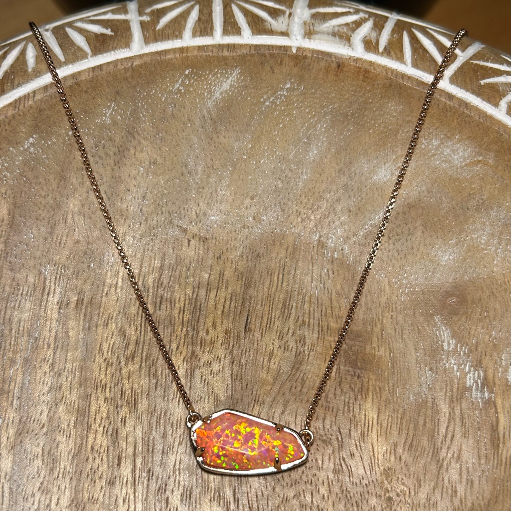 Kendra Scott Cami Necklace In Rose Gold & Coral Kyocera Opal
